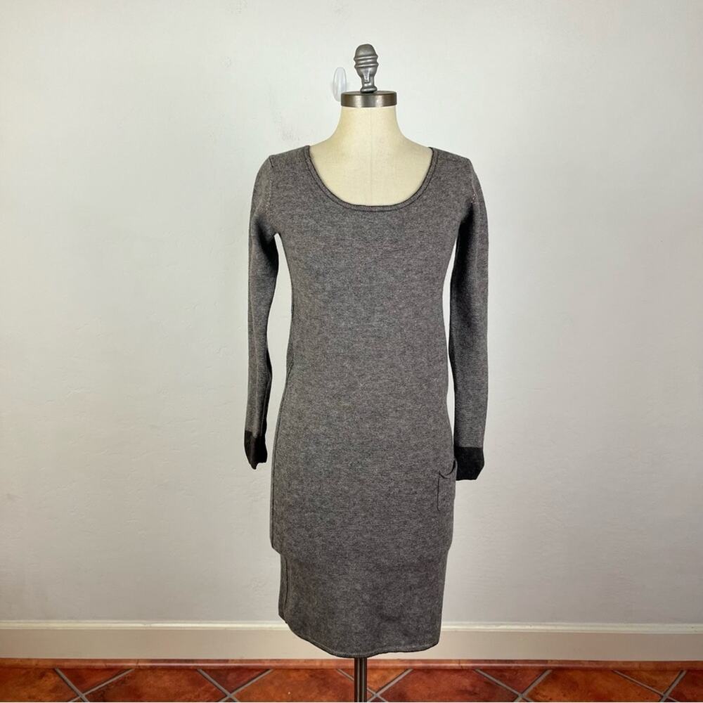 Humanoid Striped Long Sleeve Wool Blend Dress